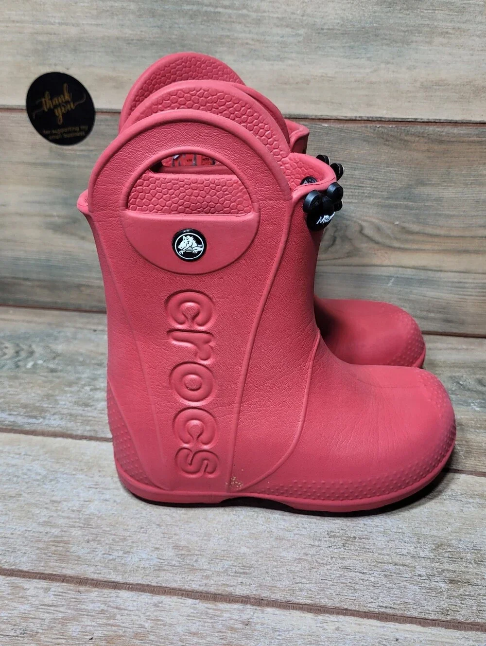 Crocs Waterproof Red Pull On Rain Boots Kids Size C 10
